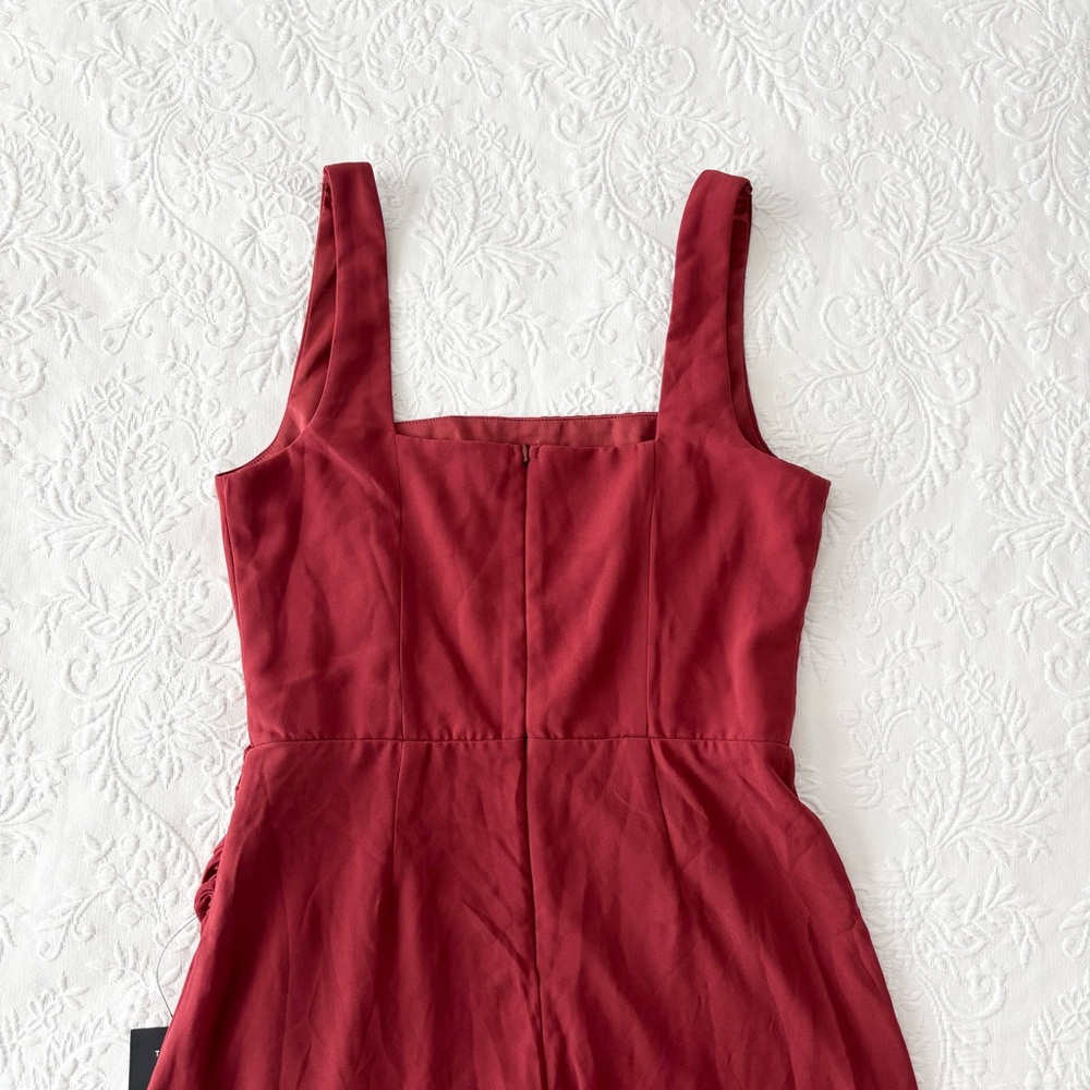 NWT Lulus Glamorous Disposition Rust Ruched Maxi Dress Medium - Picture 5 of 9